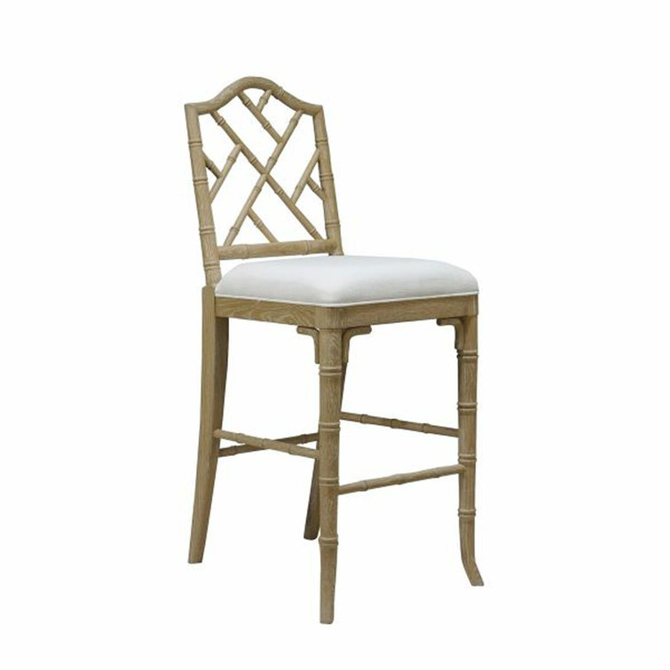 WorldsAway Chippendale Style Bamboo Counter Stool In White Lacquer